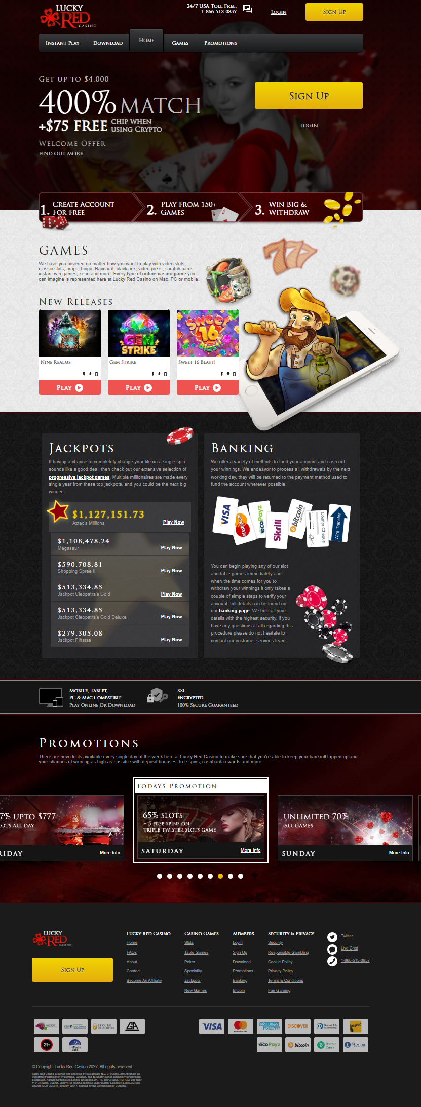 Lucky Red Casino Homepage