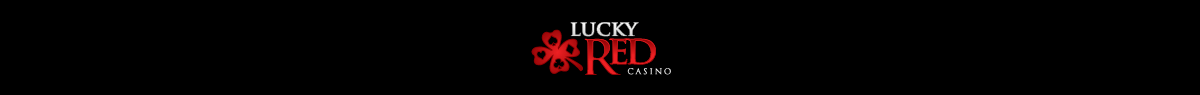 Lucky red casino logo on a black background with a red shamrock icon and white text. Lucky Red Casino Review - USA Online Casino - US Casino Report